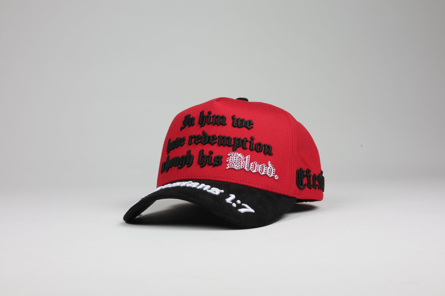 Efesios 1:7 · Red/Black (Rojo con Negro Tela/Gamuza)