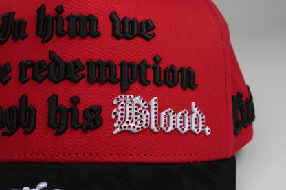 Efesios 1:7 · Red/Black (Rojo con Negro Tela/Gamuza)